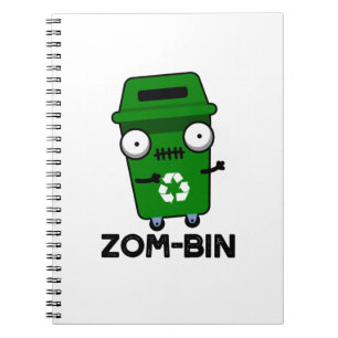 Zom-bin Funny Halloween Zombie Trash Bin Pun Notitieboek