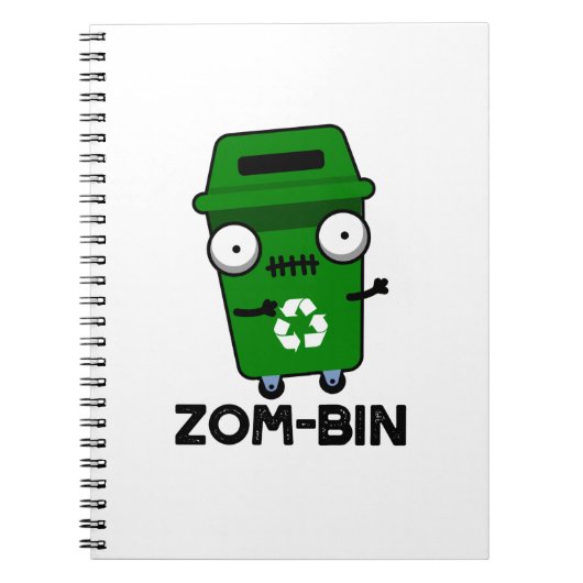 Zom-bin Funny Halloween Zombie Trash Bin Pun Notitieboek (Voorkant)