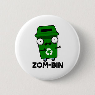 Zom-bin Funny Halloween Zombie Trash Bin Pun Ronde Button 5,7 Cm