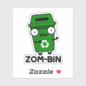 Zom-bin Funny Halloween Zombie Trash Bin Pun Sticker (Vel)