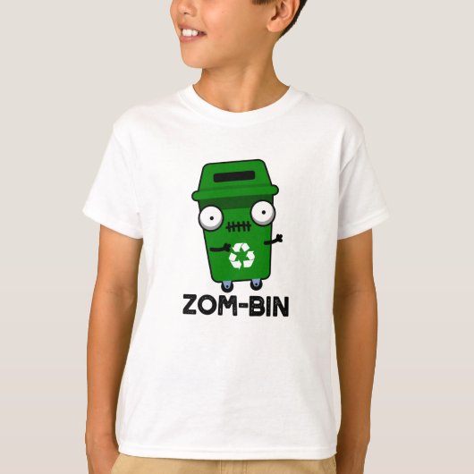 Zom-bin Funny Halloween Zombie Trash Bin Pun T-shirt (Voorkant)