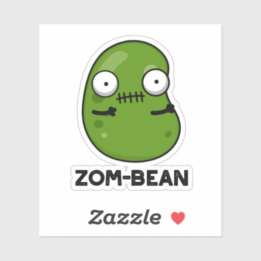 Zom-boon Funny Halloween Zombie Bean Pun Sticker (Vel)