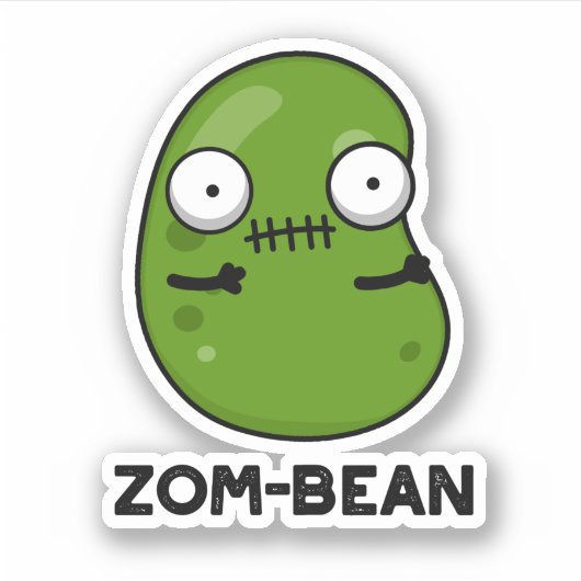 Zom-boon Funny Halloween Zombie Bean Pun Sticker (Voorkant)