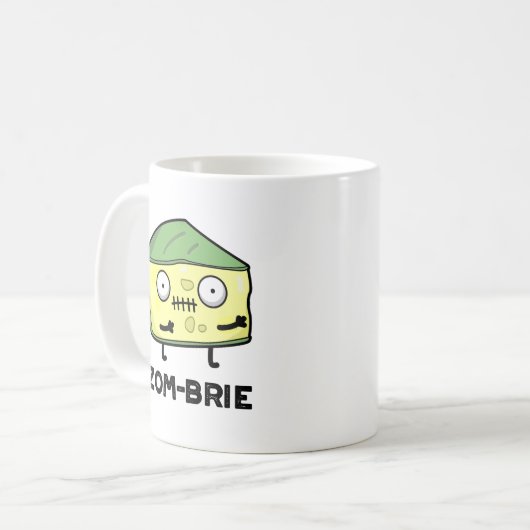 Zom-brie Funny Halloween Zombie Brie Cheese Pun Koffiemok (Voorkant links)