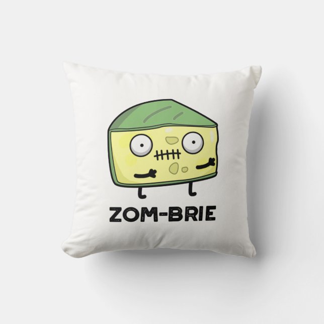 Zom-brie Funny Halloween Zombie Brie Cheese Pun Kussen (Voorkant)