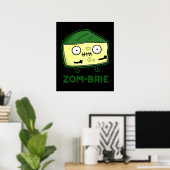 Zom-brie Funny Zombie Brie Cheese Pun Dark BG Poster (Thuiskantoor)