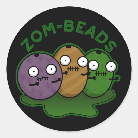 Zom-kralen Grappige Halloween Zombie Kralen Pun Da Ronde Sticker (Voorkant)