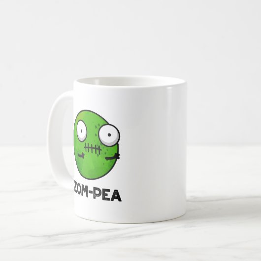 Zom-pea Funny Halloween Zombie Pea Pun Koffiemok (Voorkant links)