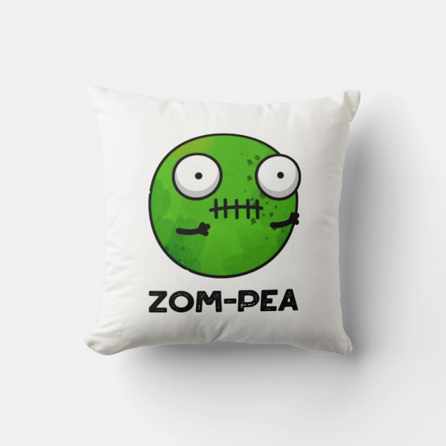 Zom-pea Funny Halloween Zombie Pea Pun Kussen (Voorkant)