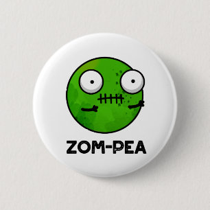 Zom-pea Funny Halloween Zombie Pea Pun Ronde Button 5,7 Cm