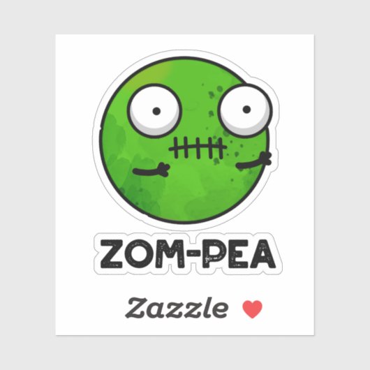 Zom-pea Funny Halloween Zombie Pea Pun Sticker (Vel)