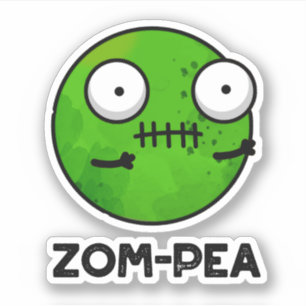 Zom-pea Funny Halloween Zombie Pea Pun Sticker