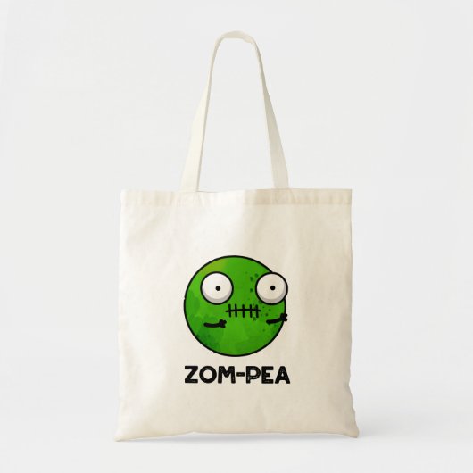 Zom-pea Funny Halloween Zombie Pea Pun Tote Bag (Voorkant)