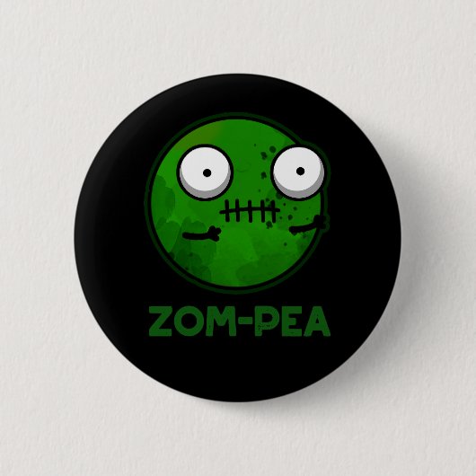 Zom-pea Funny Zombie Pea Pun Dark BG Ronde Button 5,7 Cm (Voorkant)