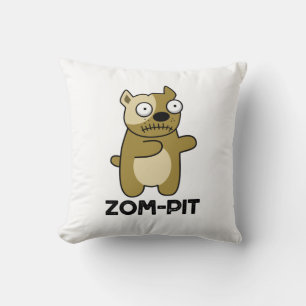 Zom-pit Funny Halloween Zombie Pit Bull Pun Kussen