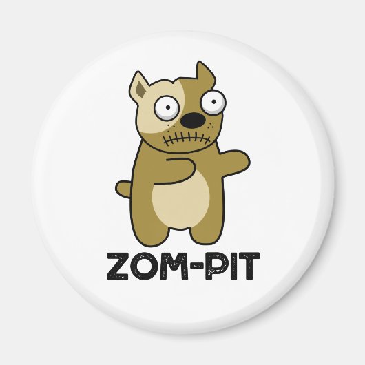 Zom-pit Funny Halloween Zombie Pit Bull Pun Magneet (Voorkant)