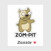 Zom-pit Funny Halloween Zombie Pit Bull Pun Sticker (Vel)