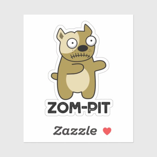 Zom-pit Funny Halloween Zombie Pit Bull Pun Sticker (Vel)