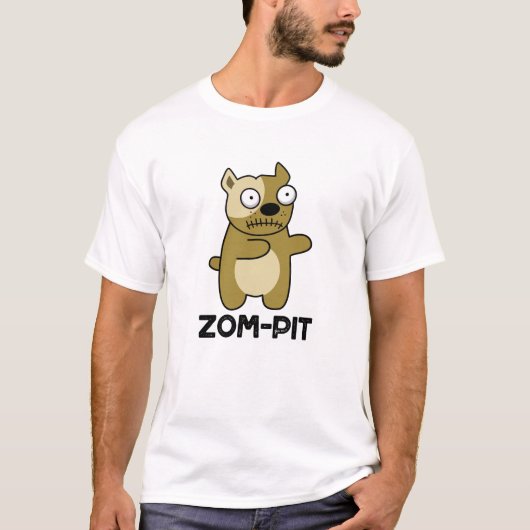 Zom-pit Funny Halloween Zombie Pit Bull Pun T-shirt (Voorkant)