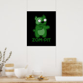 Zom-pit Grappig Halloween Zombie Pun Dark BG Poster (Keuken)