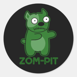 Zom-pit Grappig Halloween Zombie Pun Dark BG Ronde Sticker