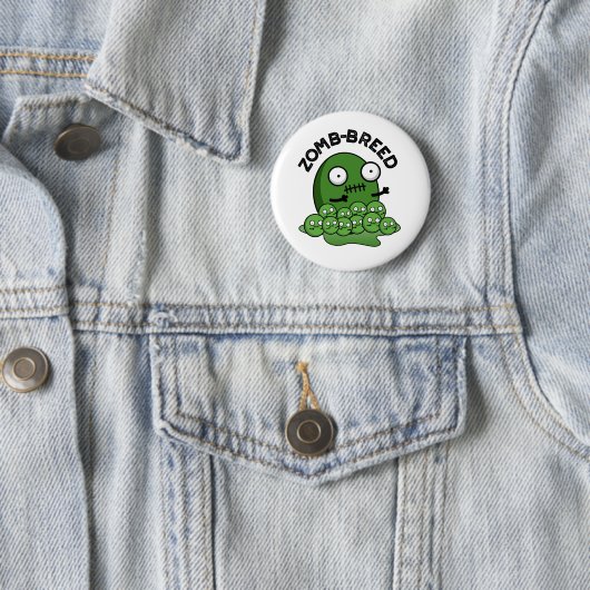 Zom-ras Funny Halloween Zombie Breed Pun Ronde Button 5,7 Cm (In situ)
