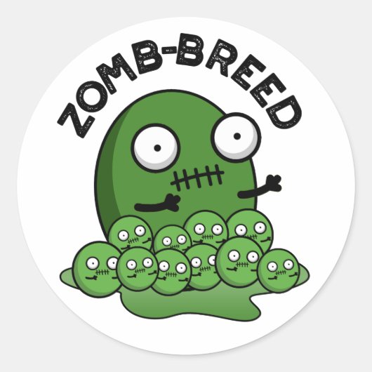 Zom-ras Funny Halloween Zombie Breed Pun Ronde Sticker (Voorkant)
