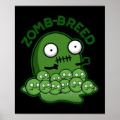 Zom-ras Funny Zombie Breed Pun Dark BG Poster (Voorkant)