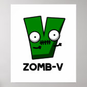 Zom-V Funny Halloween Zombie Alphabet Pun Poster (Voorkant)