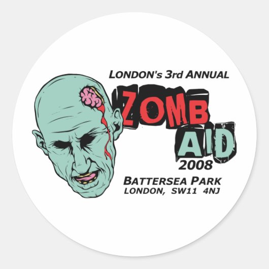 Zomb Aid Zombies Ronde Sticker (Voorkant)