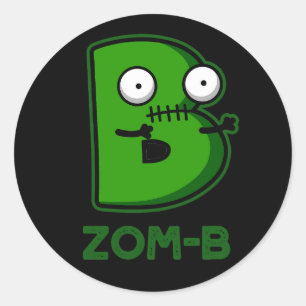 Zomb-b Grappig Halloween Zombie Alfabet B Pun Ronde Sticker