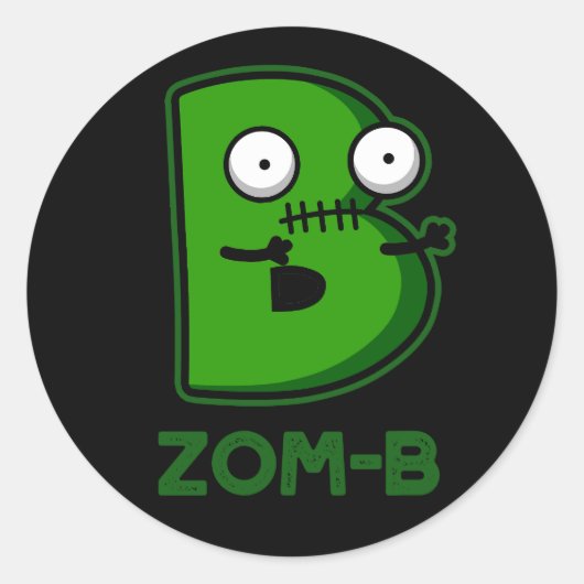 Zomb-b Grappig Halloween Zombie Alfabet B Pun Ronde Sticker (Voorkant)