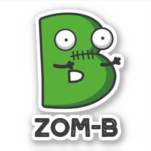 Zomb-b Grappig Halloween Zombie Alfabet B Pun Sticker (Voorkant)