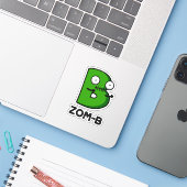Zomb-b Grappig Halloween Zombie Alfabet B Pun Sticker (Laptop met iPhone)