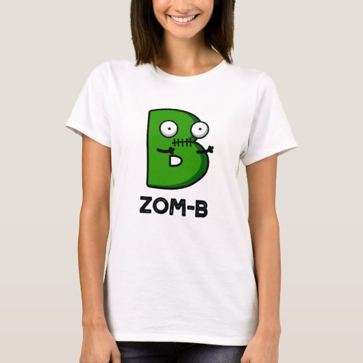 Zomb-b Grappig Halloween Zombie Alfabet B Pun T-shirt (Voorkant)