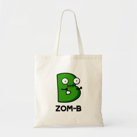 Zomb-b Grappig Halloween Zombie Alfabet B Pun Tote Bag (Voorkant)