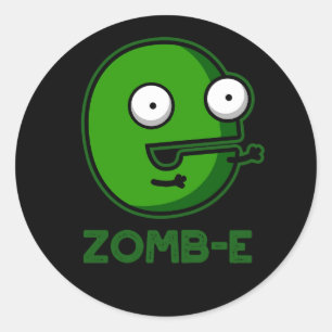Zomb-E Grappig Halloween Zombie Alfabet Pun Ronde Sticker