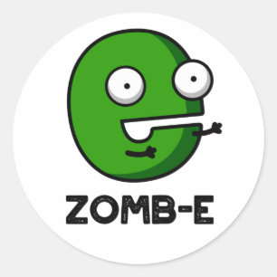 Zomb-E Grappig Halloween Zombie Alfabet Pun Ronde Sticker