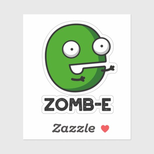 Zomb-E Grappig Halloween Zombie Alfabet Pun Sticker (Vel)