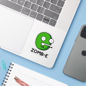 Zomb-E Grappig Halloween Zombie Alfabet Pun Sticker (Laptop met iPhone)