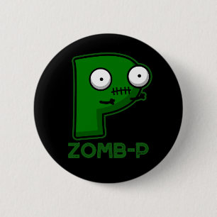 Zomb-P Grappig Halloween Zombie Alfabet Pun Dark B Ronde Button 5,7 Cm