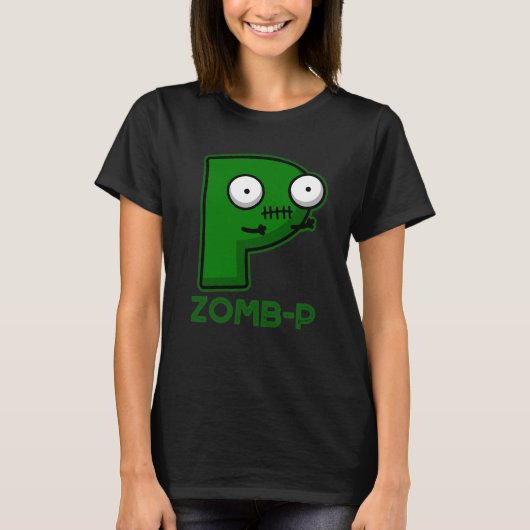 Zomb-P Grappig Halloween Zombie Alfabet Pun Dark B T-shirt (Voorkant)
