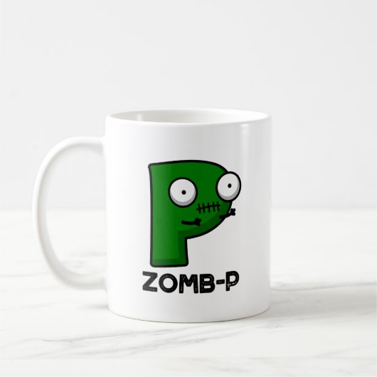 Zomb-P Grappig Halloween Zombie Alfabet Pun Koffiemok (Links)