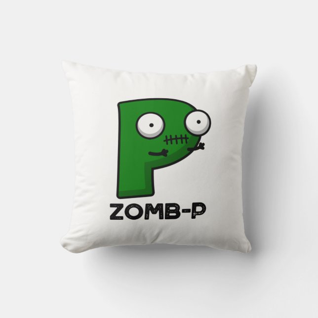 Zomb-P Grappig Halloween Zombie Alfabet Pun Kussen (Voorkant)