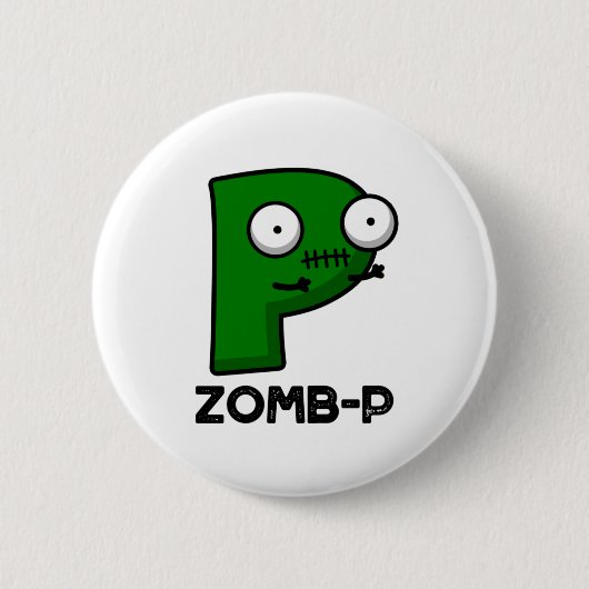 Zomb-P Grappig Halloween Zombie Alfabet Pun Ronde Button 5,7 Cm (Voorkant)