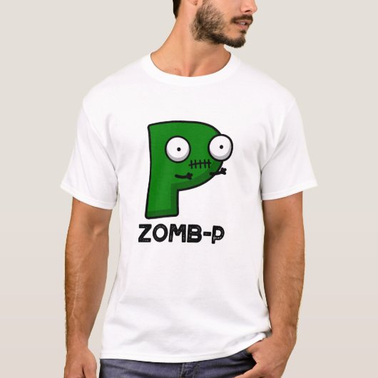 Zomb-P Grappig Halloween Zombie Alfabet Pun T-shirt (Voorkant)