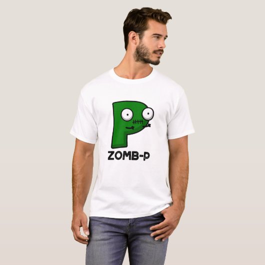 Zomb-P Grappig Halloween Zombie Alfabet Pun T-shirt (Voorkant volledig)