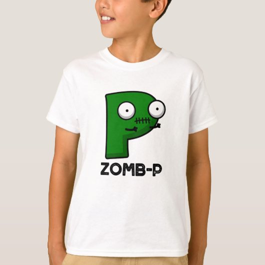 Zomb-P Grappig Halloween Zombie Alfabet Pun T-shirt (Voorkant)