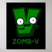Zomb-V Grappig Halloween Zombie Alfabet Pun Dark B Poster (Voorkant)