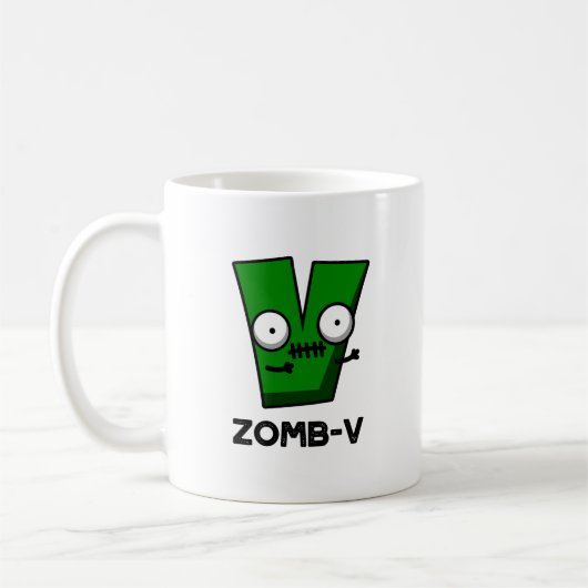Zomb-V Grappig Halloween Zombie Alfabet V Pun Koffiemok (Links)